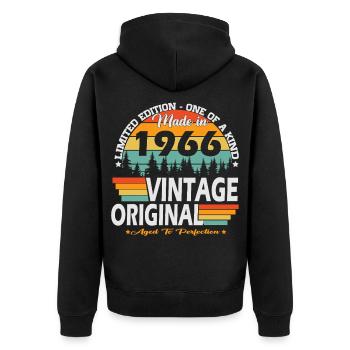 1966 Vintage Born Retro Birthday Gift - Unisex Premium Organic Zip Hoodie - black - Back - Nico (187cm)