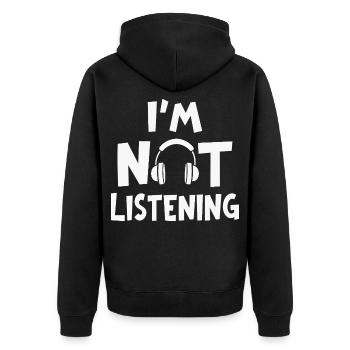 Je n’écoute pas de musique casque d’écoute - Veste à capuche bio Premium Unisexe - noir - Dos - Nico (187cm)