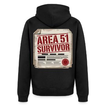 Lustiges Area 51 Überlebendes Alien UFO - Unisex Premium Bio Zip Hoodie - Schwarz - Hinten - Nico (187cm)