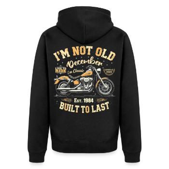 Je ne suis pas vieux Décembre Année de construction 1984 - Veste à capuche bio Premium Unisexe - noir - Dos - Nico (187cm)