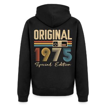 Gamer 50th Birthday 50th Anniversary Original 1975 - Unisex Premium Organic Zip Hoodie - black - Back - Nico (187cm)