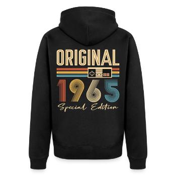 Gamer 60th Birthday 60th Anniversary Original 1965 - Unisex Premium Organic Zip Hoodie - black - Back - Nico (187cm)