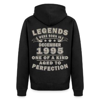 1995 Décembre Vintage Cadeau d’anniversaire - Veste à capuche bio Premium Unisexe - noir - Dos - Nico (187cm)