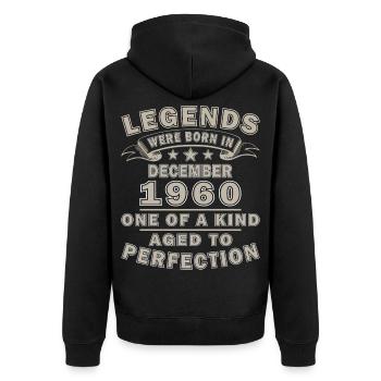 Décembre 1960 Vintage Anniversaire Cadeau Rétro - Veste à capuche bio Premium Unisexe - noir - Dos - Nico (187cm)