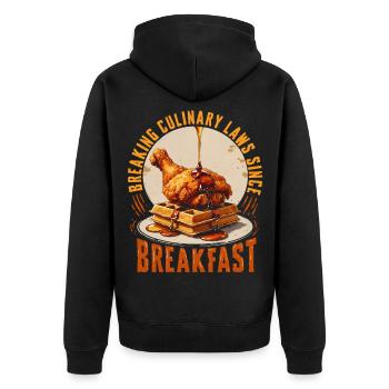 Chicken With Waffles Breaking Culinary Laws - Unisex Premium Organic Zip Hoodie - black - Back - Nico (187cm)