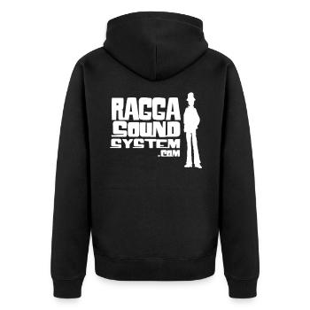 ragga-sound-system-logo-W - Veste à capuche bio Premium Unisexe - noir - Dos - Nico (187cm)