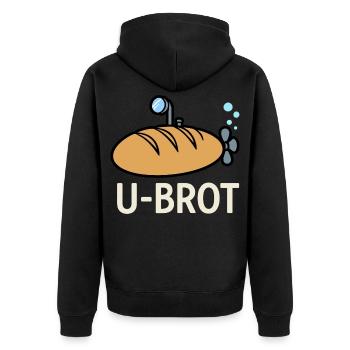 U-Brot Retro Logo - Unisex Premium Bio Zip Hoodie - Schwarz - Hinten - Nico (187cm)