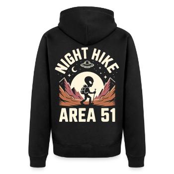 Lustige Gegend 51 Alien UFO Wanderung Wandern - Unisex Premium Bio Zip Hoodie - Schwarz - Hinten - Nico (187cm)