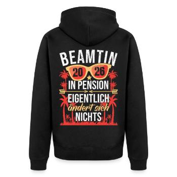 Beamtin in Pension Pensionierung Pensionärin 2026 - Unisex Premium Bio Zip Hoodie - Schwarz - Hinten - Nico (187cm)