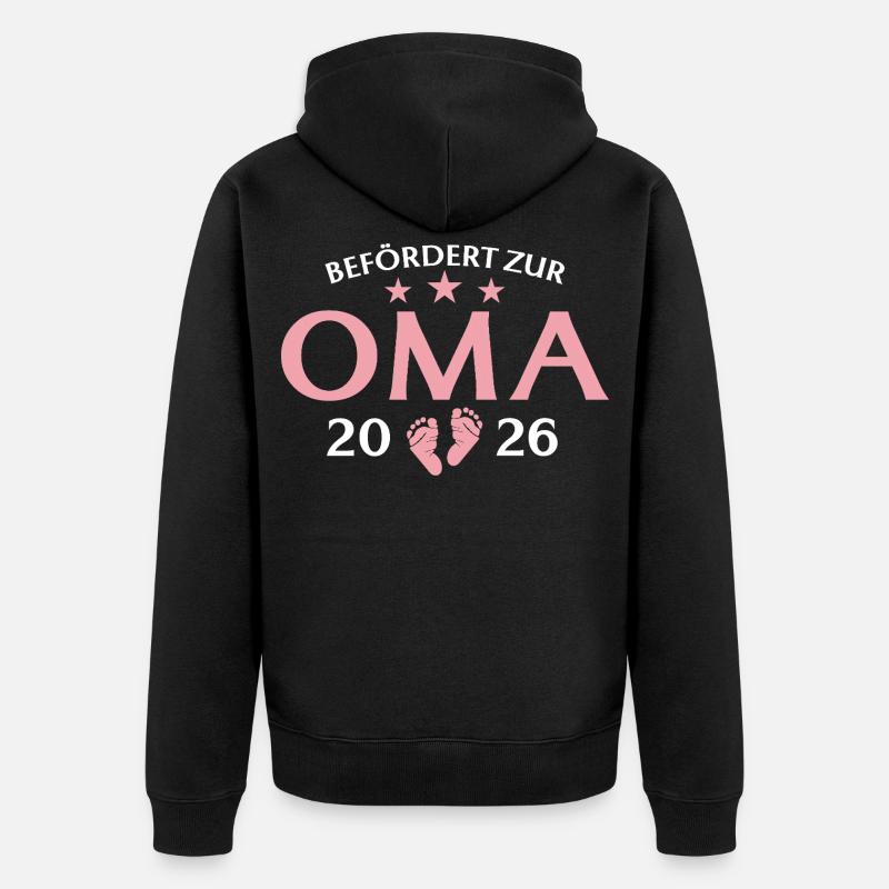 Großmutter 2026 Befördert zur Oma - Unisex Premium Bio Zip Hoodie - Schwarz