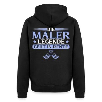 Rentner Maler Legende in Rente - Unisex Premium Bio Zip Hoodie - Schwarz - Hinten - Nico (187cm)