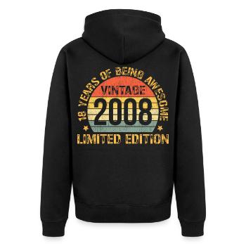 Vintage 2008 Limited Edition 18-Year-Old Birthday - Unisex Premium Bio Zip Hoodie - Schwarz - Hinten - Nico (187cm)