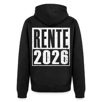 Rente 2026 Rentner Ruhestand Legende Geschenkidee - Unisex Premium Bio Zip Hoodie - Schwarz - Hinten - Nico (187cm)