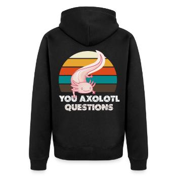Axolotl coucher de soleil rétro - Veste à capuche bio Premium Unisexe - noir - Dos - Nico (187cm)