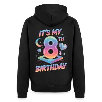 It's My 8th Birthday K-Pop Aesthetic - Unisex Premium Bio Zip Hoodie - Schwarz - Hinten - Nico (187cm)