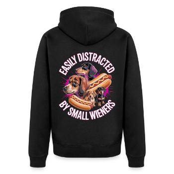 Facilement distrait par de petites saucisses fumées inusables - Veste à capuche bio Premium Unisexe - noir - Dos - Nico (187cm)
