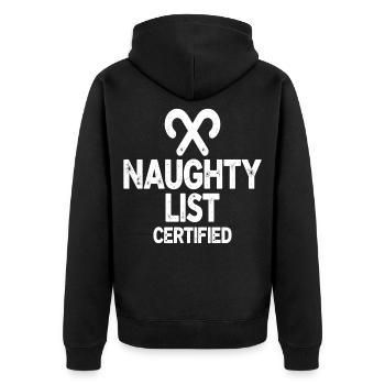 Liste coquine certifiée Citation de Noël coquine - Veste à capuche bio Premium Unisexe - noir - Dos - Nico (187cm)
