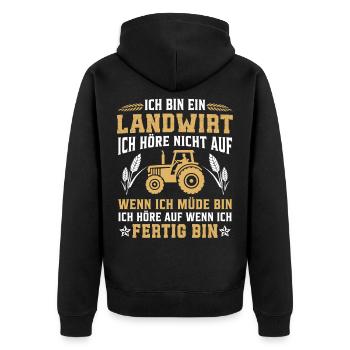 I'm a farmer I don't stop when I m - Unisex Premium Organic Zip Hoodie - black - Back - Nico (187cm)