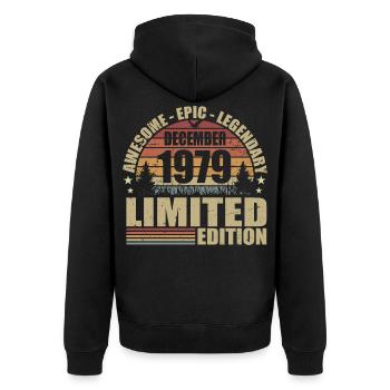 December 1979 - Limited Edition December 1979 - Unisex Premium Organic Zip Hoodie - black - Back - Nico (187cm)