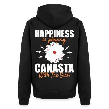 Canasta Glück: Mit den Mädels Karten spielen - Unisex Premium Bio Zip Hoodie - Schwarz - Hinten - Nico (187cm)