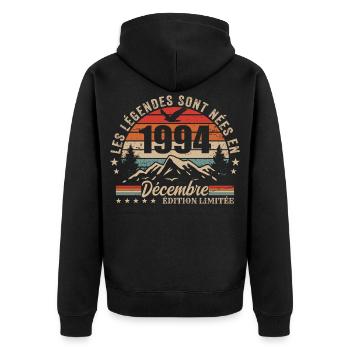 Rétro Décembre 1994 - Cadeau 31 Ans - Veste à capuche bio Premium Unisexe - noir - Dos - Nico (187cm)