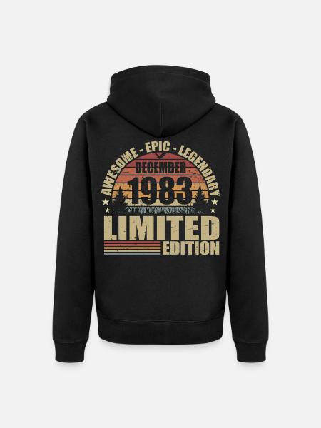 Décembre 1983 - Édition Limitée Décembre 1983 - Veste à capuche bio Premium Unisexe - noir