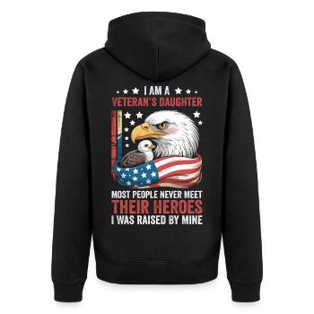 Soldaten Tochter: Helden werden Zuhause erzogen - Unisex Premium Bio Zip Hoodie - Schwarz - Hinten - Nico (187cm)