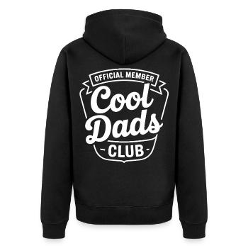 Cool Dads Club Emblem - Unisex Premium Bio Zip Hoodie - Schwarz - Hinten - Nico (187cm)