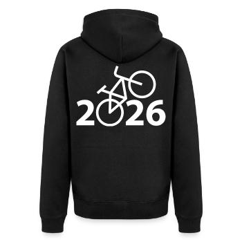 Radtour 2026, Mountainbike 2026, Fahrrad 2026 - Unisex Premium Bio Zip Hoodie - Schwarz - Hinten - Nico (187cm)