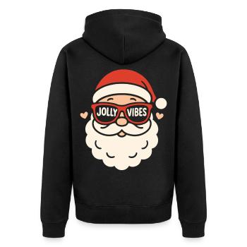 Jolly Vibes Weihnachtsmann Familie Weihnachtsspaß - Unisex Premium Bio Zip Hoodie - Schwarz - Hinten - Nico (187cm)