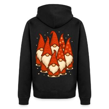 Festive Gnome Gathering for Merry Christmas Cheer - Unisex Premium Organic Zip Hoodie - black - Back - Nico (187cm)