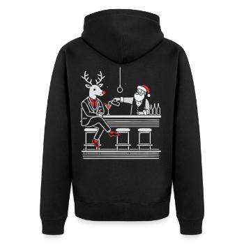 Père Noël barman et renne drôle chemise de Noël - Veste à capuche bio Premium Unisexe - noir - Dos - Nico (187cm)