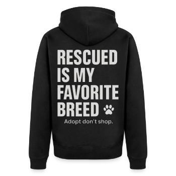 Rescued animals are my favorite breed - Unisex Premium Organic Zip Hoodie - black - Back - Nico (187cm)