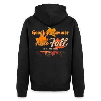 Adieu Été Bonjour T-shirt cadeau saisonnier Automne-automne - Veste à capuche bio Premium Unisexe - noir - Dos - Nico (187cm)