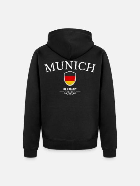 J’adore Munich, souvenir Munich - Veste à capuche bio Premium Unisexe - noir