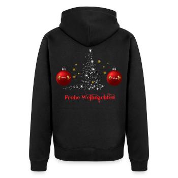 Frohe Weihnachten Ornamentbaum, Weihnachtsgeschenk - Unisex Premium Bio Zip Hoodie - Schwarz - Hinten - Nico (187cm)