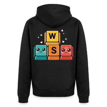 WASD Keys Funny Gamer Gift - Unisex Premium Organic Zip Hoodie - black - Back - Nico (187cm)