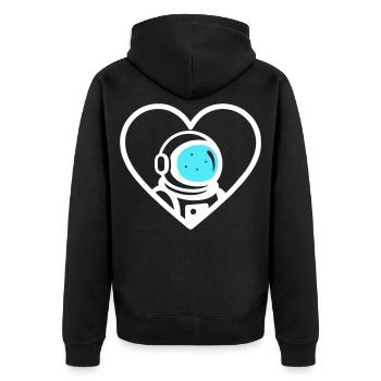 Astronaut Heart Space Cosmic Helmet - Unisex Premium Organic Zip Hoodie - black - Back - Nico (187cm)