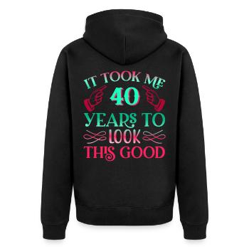 Il a fallu 40 ans pour qu’il soit aussi beau - Veste à capuche bio Premium Unisexe - noir - Dos - Nico (187cm)