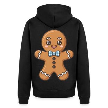 Gingerbread man - Unisex Premium Organic Zip Hoodie - black - Back - Nico (187cm)