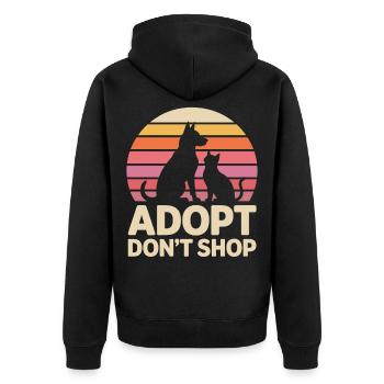 Adopt Don't Shop: Tierliebe Statement - Unisex Premium Bio Zip Hoodie - Schwarz - Hinten - Nico (187cm)