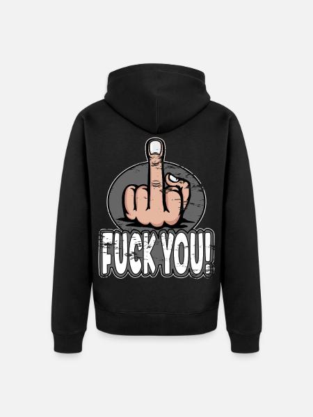 Mittelfinger Stinkefinger Fuck You Design - Unisex Premium Bio Zip Hoodie - Schwarz
