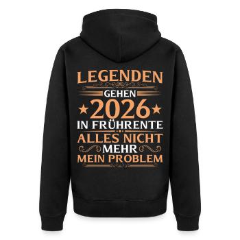 Frührente 2026 Arbeitskollege in Altersteilzeit - Unisex Premium Bio Zip Hoodie - Schwarz - Hinten - Nico (187cm)