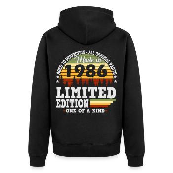 1986 Vintage Birthday Retro Gift - Unisex Premium Organic Zip Hoodie - black - Back - Nico (187cm)
