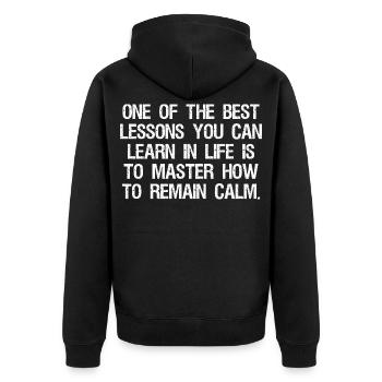 one of the best lessons you can learn in life - Unisex Premium Organic Zip Hoodie - black - Back - Nico (187cm)