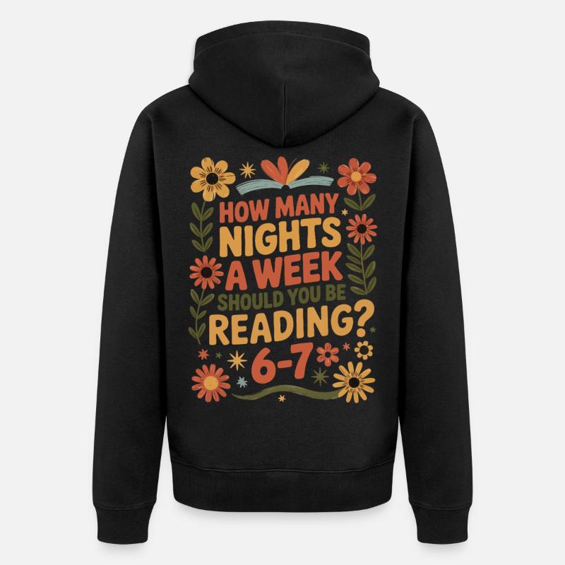 Motivation lecture 6-7 nuits fleurs rétro - Veste à capuche bio Premium Unisexe - noir