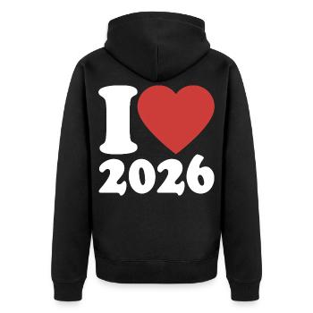 Happy New Year | I Love 2026 - Unisex Premium Organic Zip Hoodie - black - Back - Nico (187cm)
