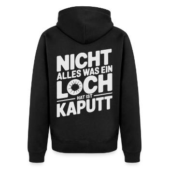 Doppeldeutiger Sarkasmus Spruch schwarzer Humor - Unisex Premium Bio Zip Hoodie - Schwarz - Hinten - Nico (187cm)