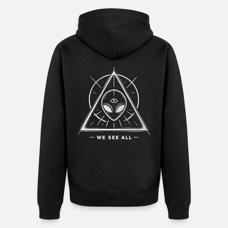 OVNI Alien Oeil Sigil Triangulaire - Veste à capuche bio Premium Unisexe - noir