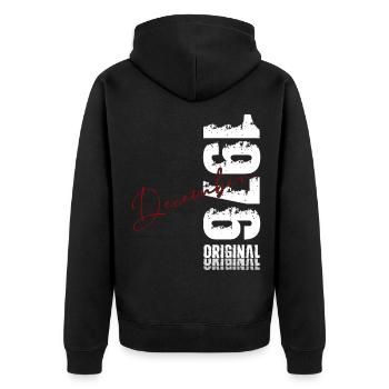 50e anniversaire Original Décembre Né en 1976 - Veste à capuche bio Premium Unisexe - noir - Dos - Nico (187cm)